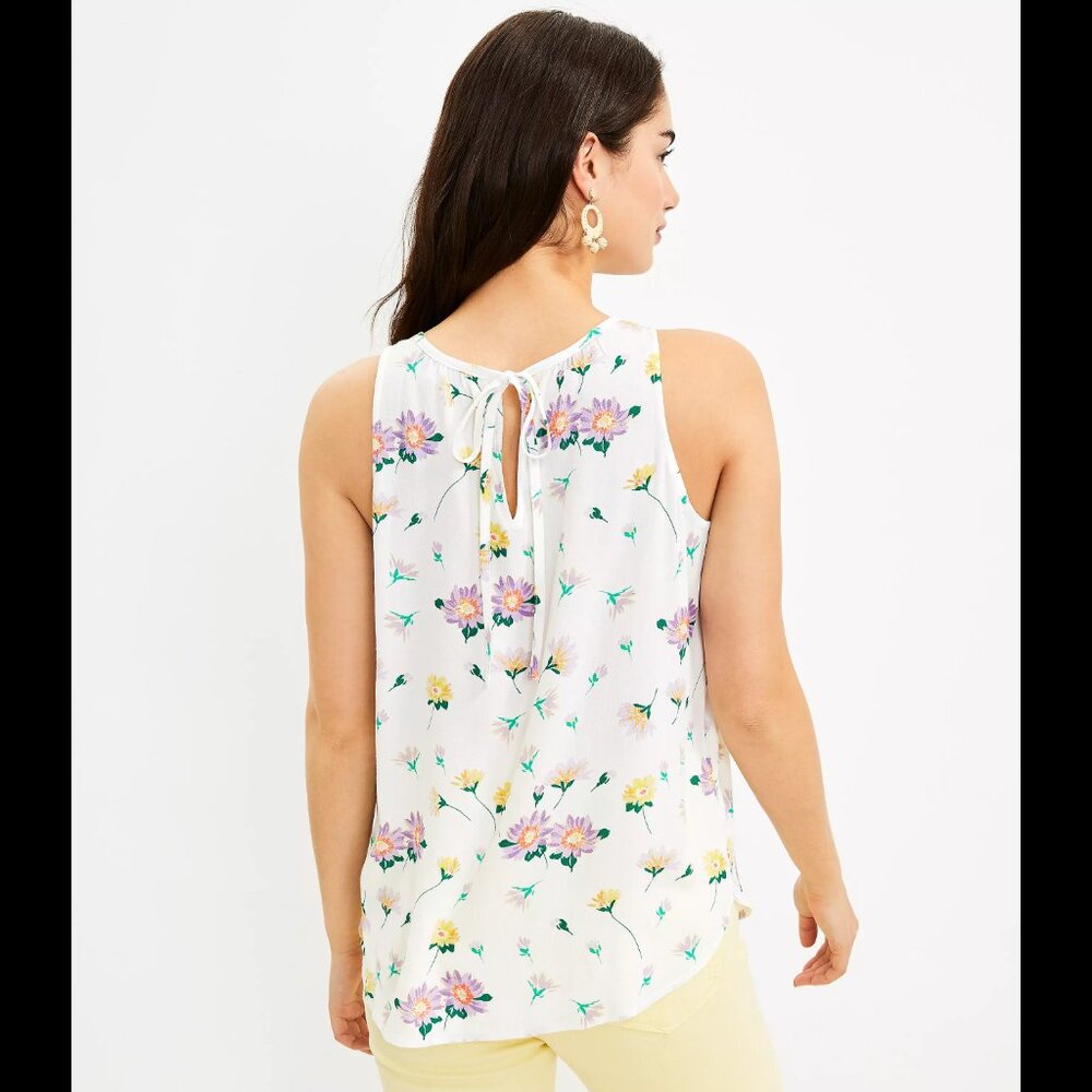 Ann Taylor LOFT Floral Tie Back Shell Top L - Picture 3 of 3